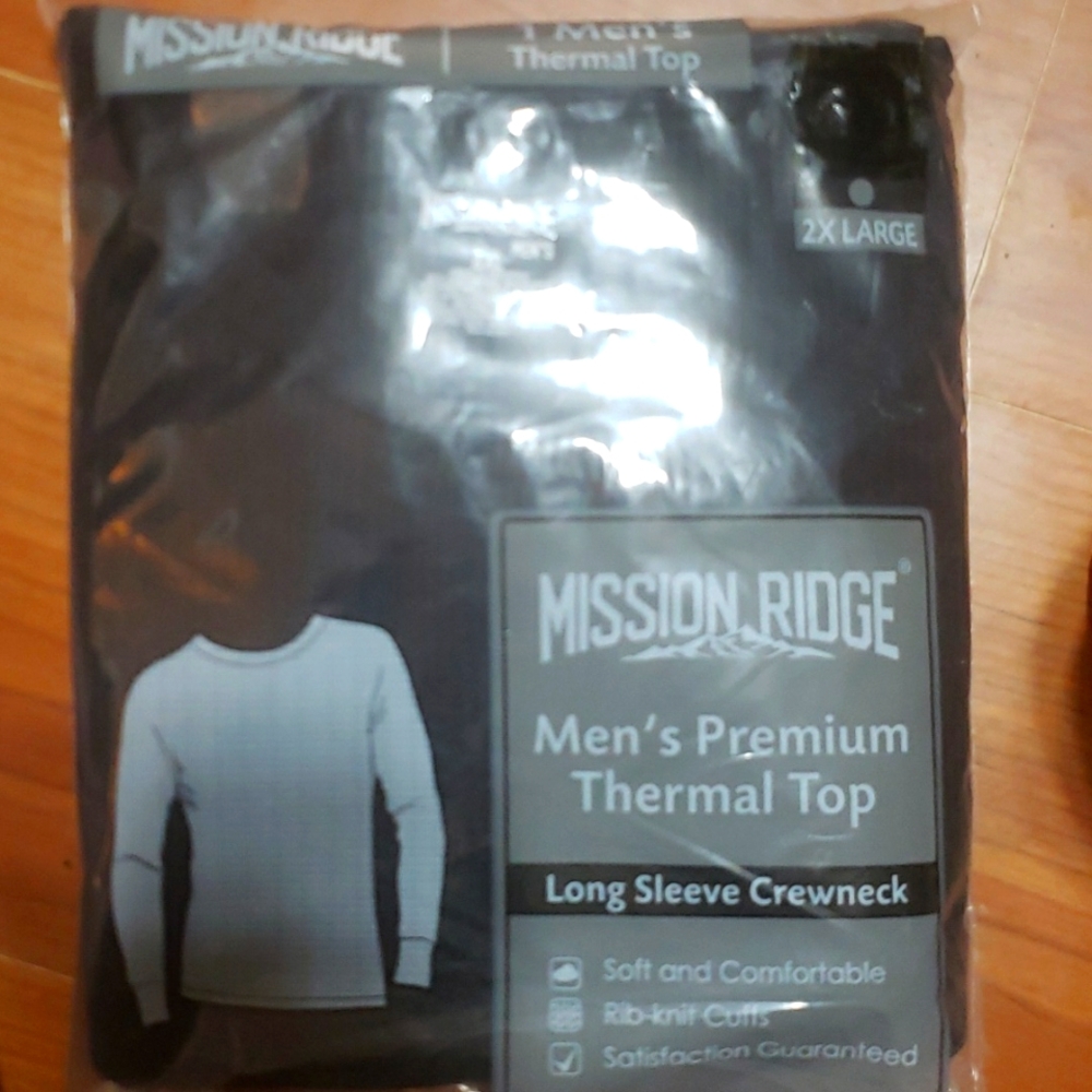 NEW!!!! Mens "Open Trails" black waffle long sleeve crew neck